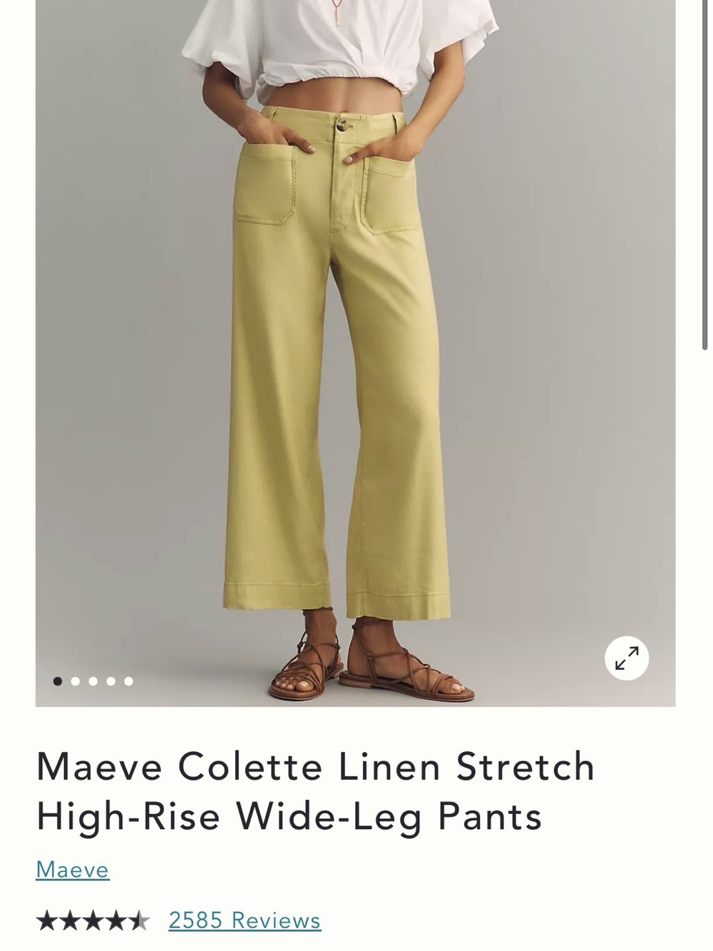 Maeve Linen-Blend Wide Leg Pants in Lime